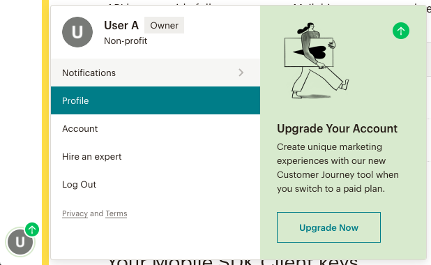 new User menu