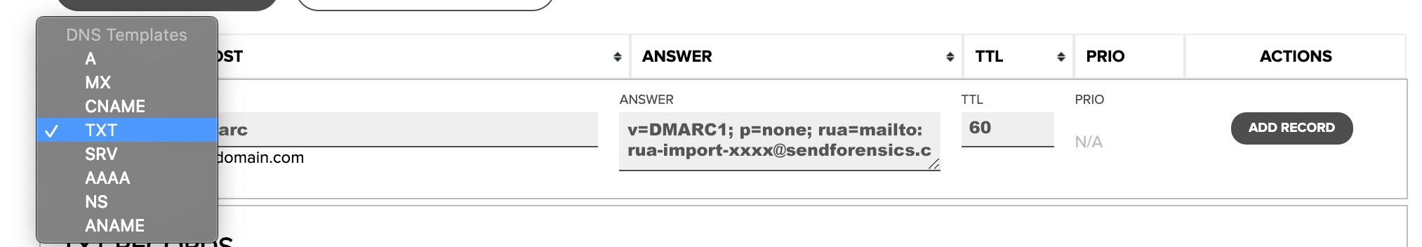 Add DMARC record