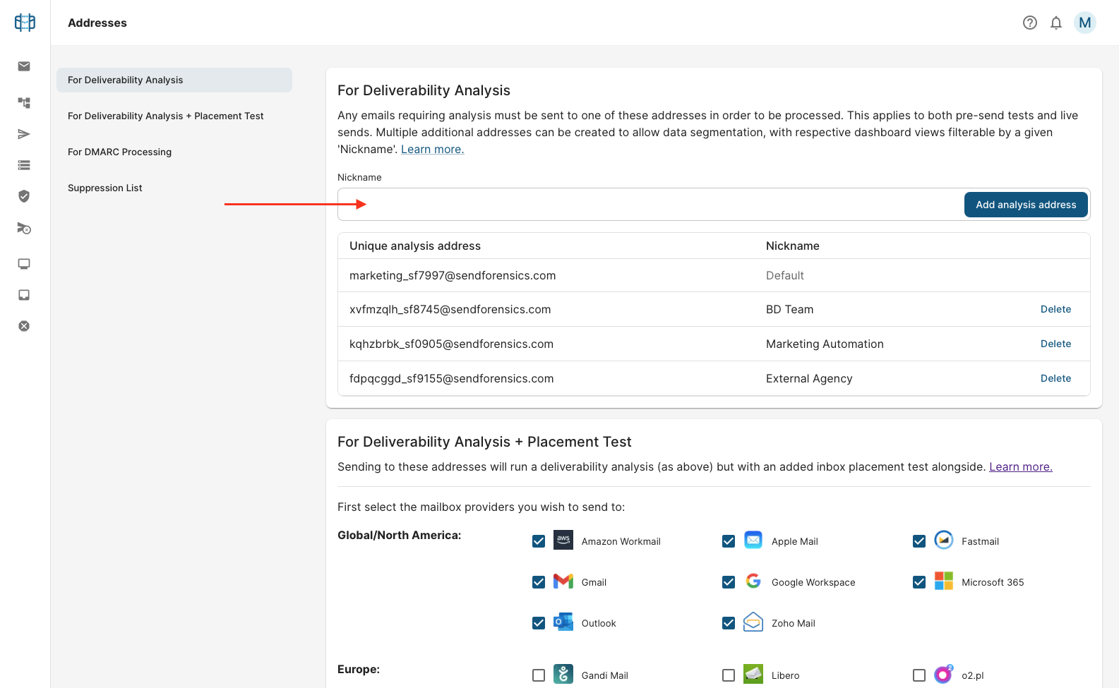 multiple analysis addresses