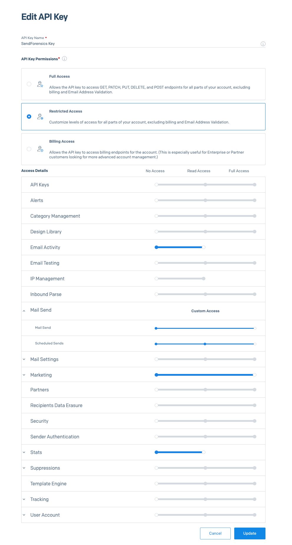 SendGrid permissions