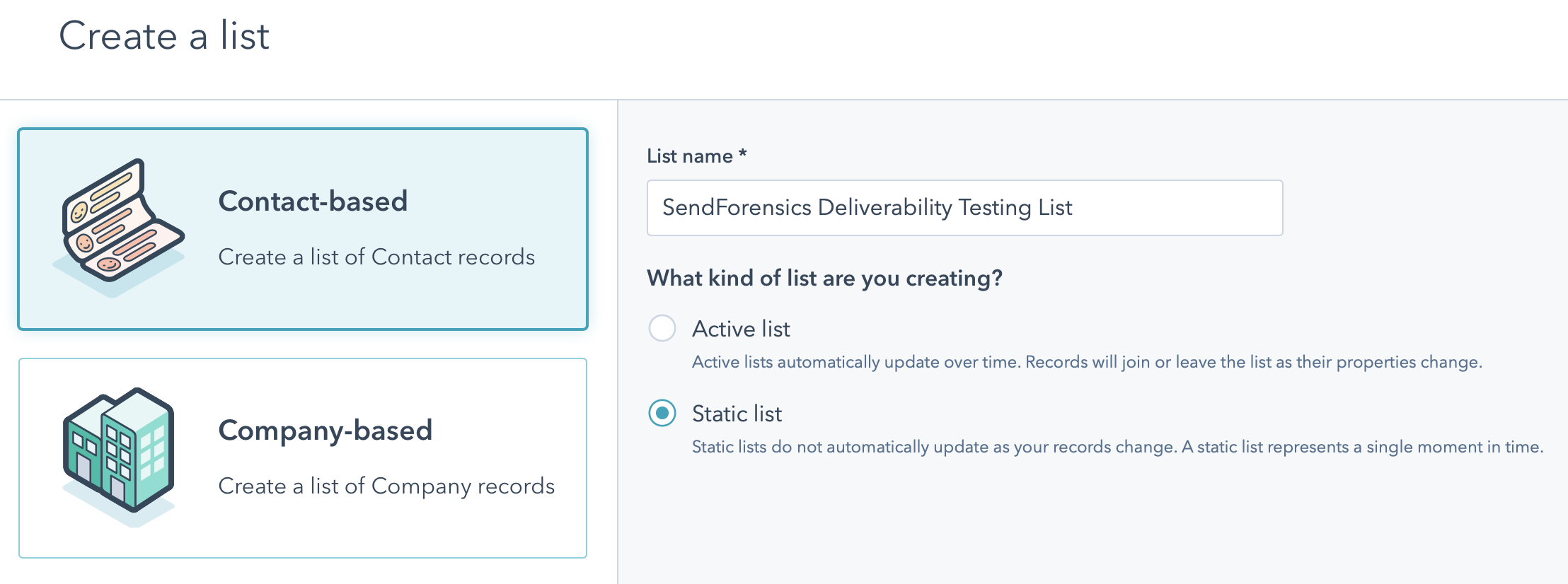 Create list